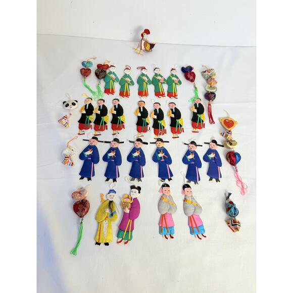 Other - 33 Lillian Vernon Traditional Embroidered Silk Dolls &Embroidered Mixed Ornament